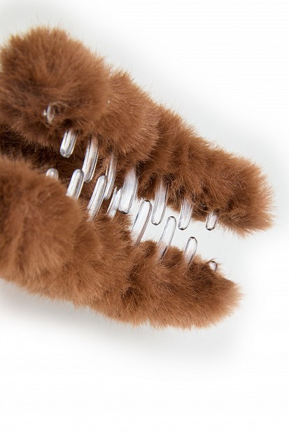 Faux fur hair claw clip