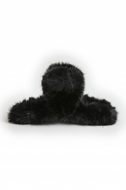 Faux fur hair claw clip
