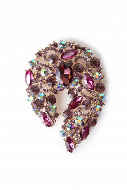 Crystal and stone brooch
