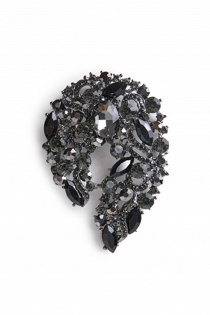 Crystal and stone brooch