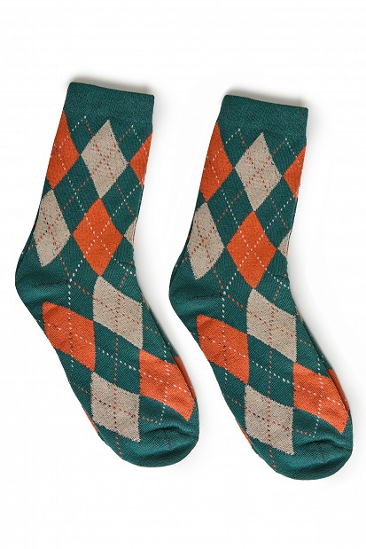 Socks with argyle pattern