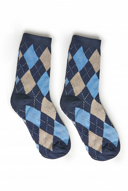 Socks with argyle pattern