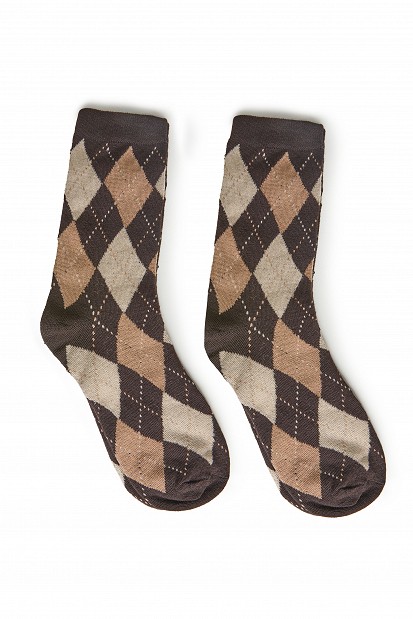 Socks with argyle pattern