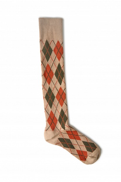 Knee-high socks with an argyle pattern