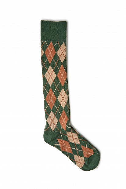 Knee-high socks with an argyle pattern