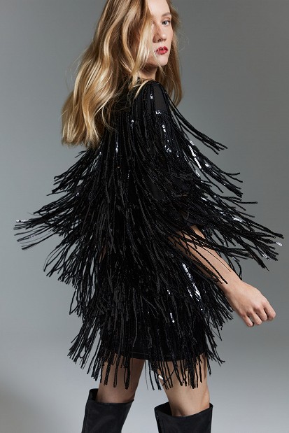 Blouse with sequins and fringe - Gold label