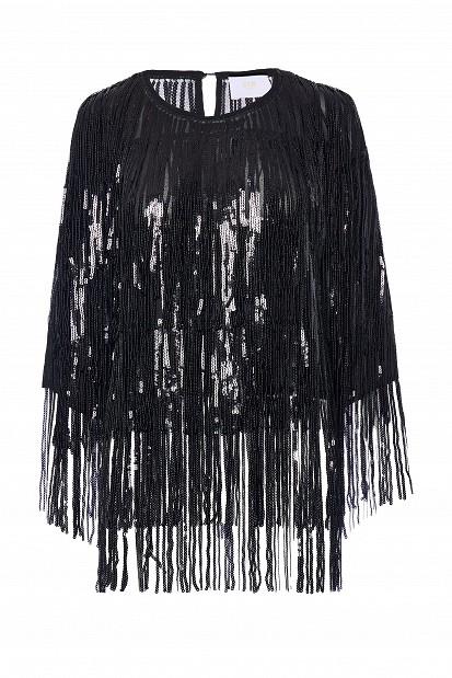 Blouse with sequins and fringe - Gold label