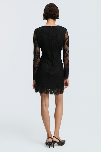 Rochie scurtă cu dantelă și pietricele - Gold Label