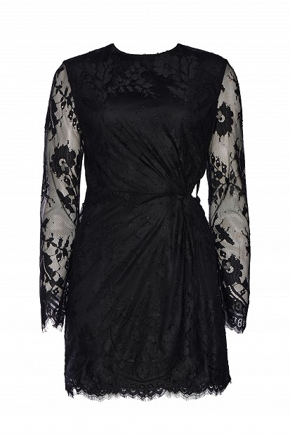 Rochie scurtă cu dantelă și pietricele - Gold Label