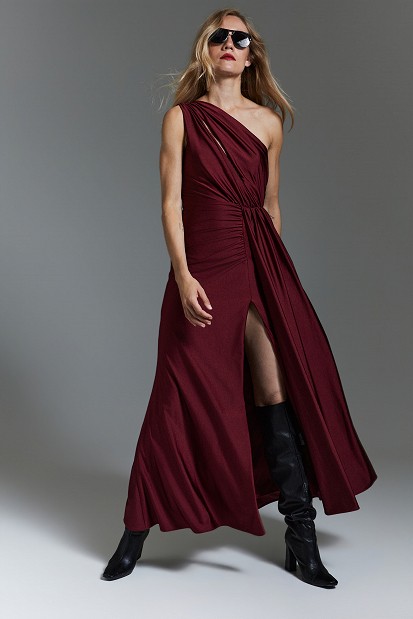Rochie lungă pe un umăr - Gold label