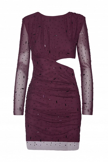 Mini dress with rhinestones and cut-out detail - Gold label
