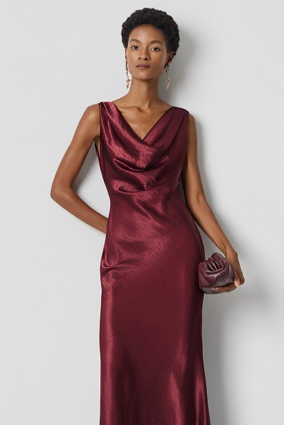 Rochie lungă drapată cu aspect satinat - Gold Label