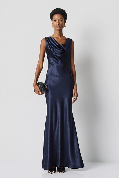 Rochie lungă drapată cu aspect satinat - Gold Label