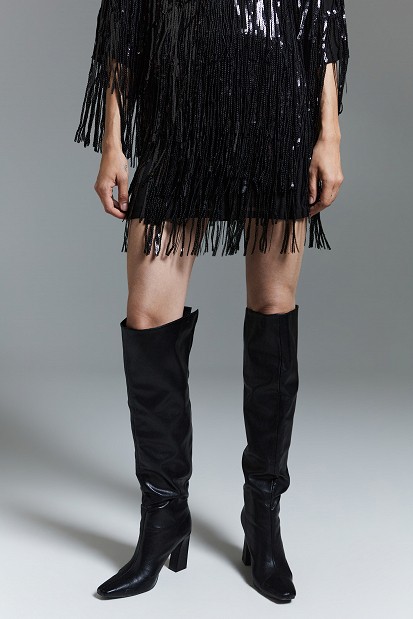 Mini skirt with sequins and fringe - Gold label