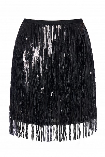 Mini skirt with sequins and fringe - Gold label