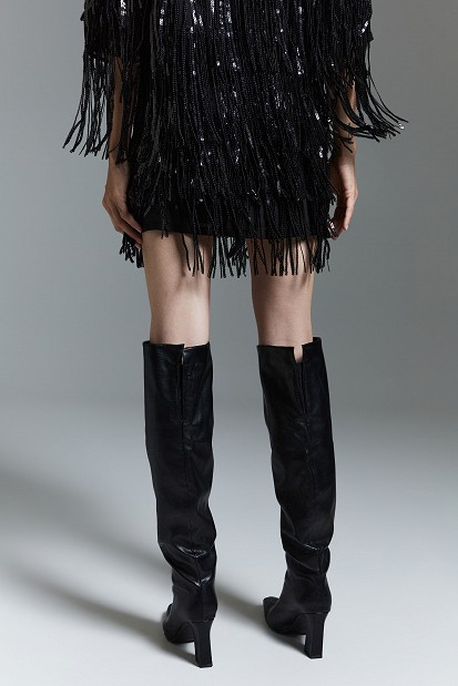 Mini skirt with sequins and fringe - Gold label