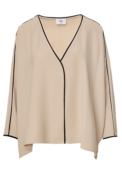 Long-sleeved two-tone blouse