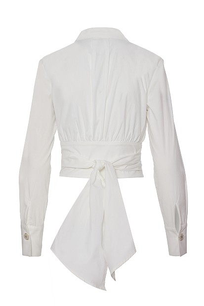 Shirt look blouse with bow