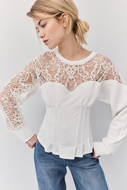 Corset-style lace blouse