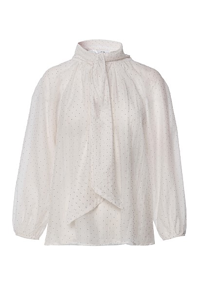 Tie-front blouse with rhinestones