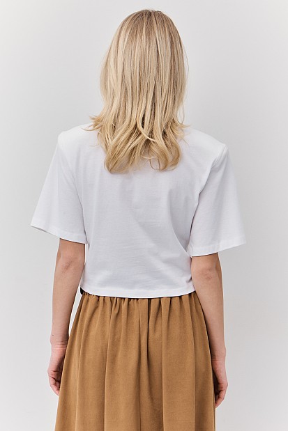 Gathered crop top with short sleeves