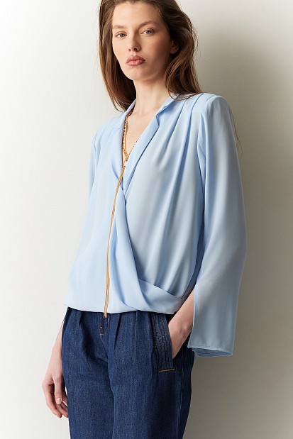 Blusa cruzada manga larga cadena
