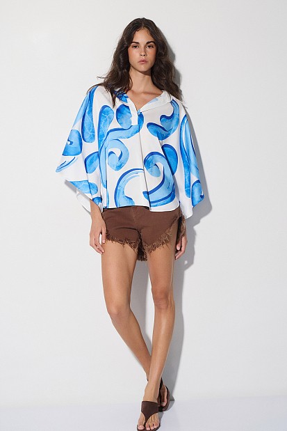 Printed blouse with satin finish