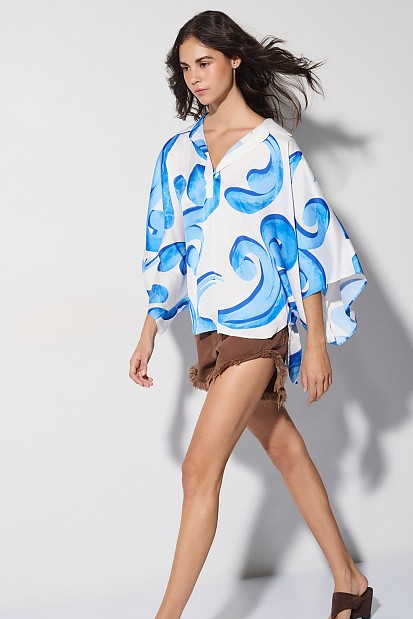 Printed blouse with satin finish