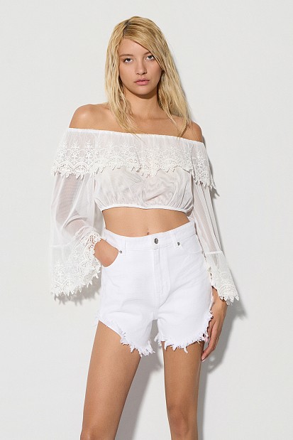 Off-shoulder lace blouse