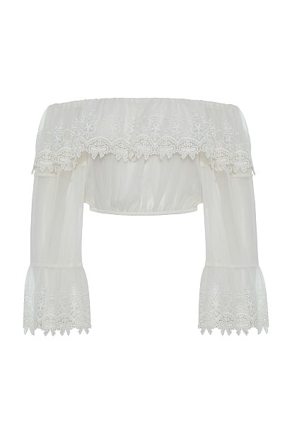 Off-shoulder lace blouse