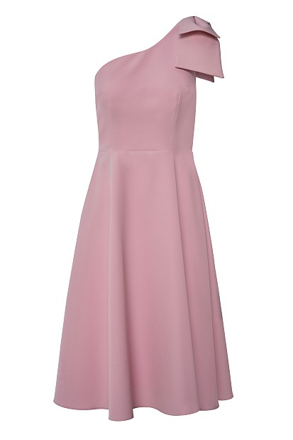 Rochie midi pe un umăr cu fundă