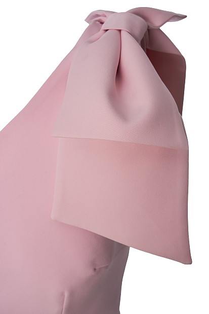 Rochie midi pe un umăr cu fundă