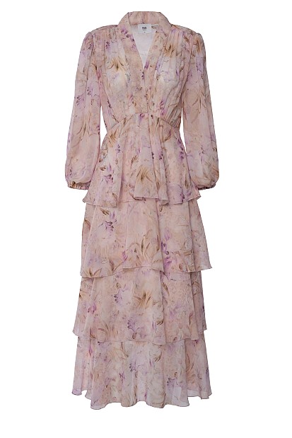 Maxi floral dress with ruffles