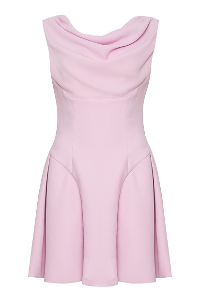 Mini draped dress with pleats