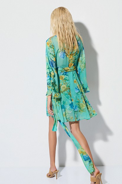 Mini floral wrap dress