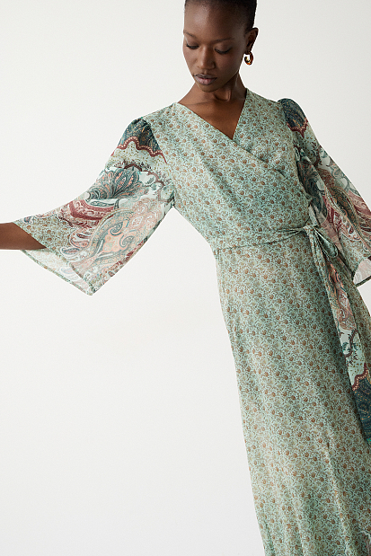 Maxi printed wrap dress