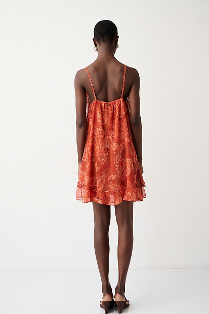 Mini printed dress with ruffles
