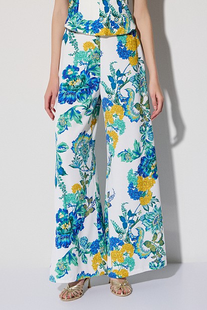 High-waisted floral wide-leg pants