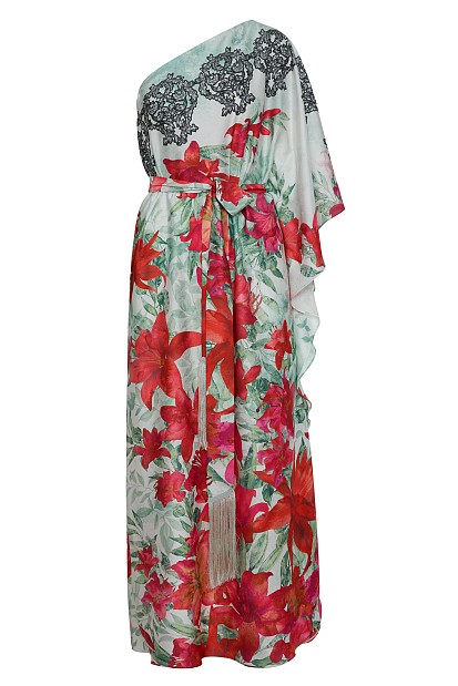 One-shoulder floral maxi dress