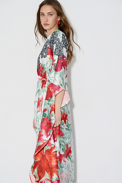 One-shoulder floral maxi dress