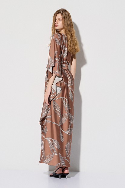 Maxi printed one-shoulder dress