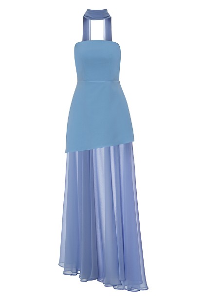 Maxi dress with a built-in scarf - Gold label