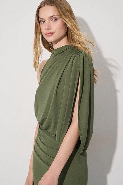 Vestido largo drapeado con un solo hombro - Gold Label
