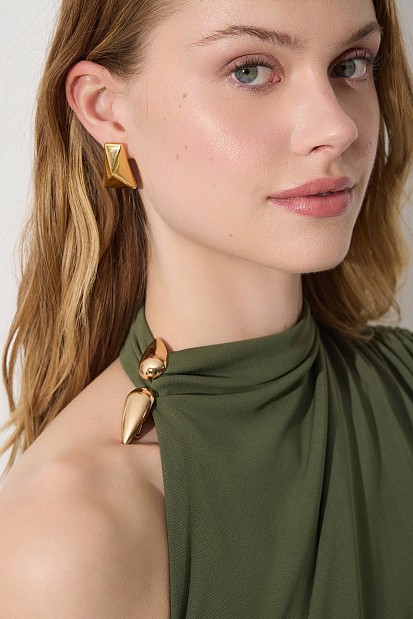 Vestido largo drapeado con un solo hombro - Gold Label