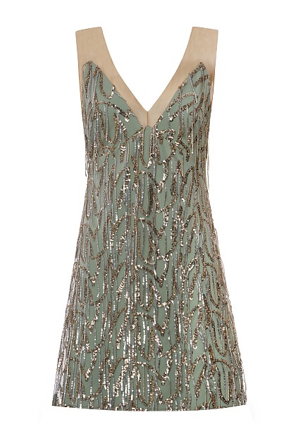 Mini dress with sequins and sheer details – Gold Label