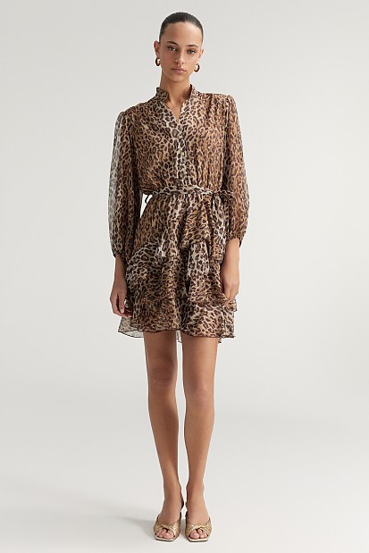 Mini leopard dress with ruffles - Gold label
