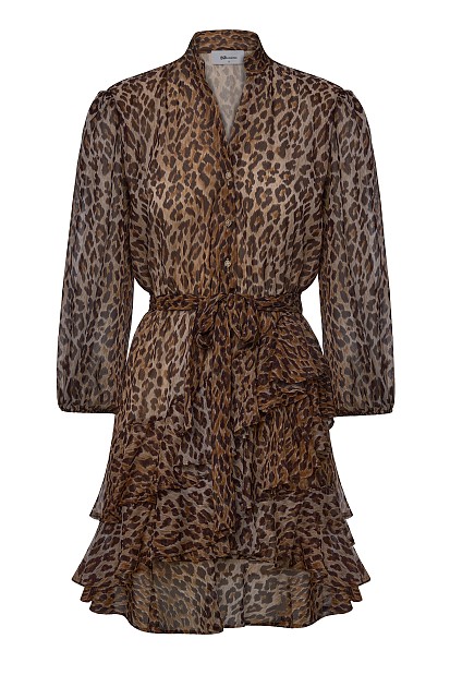 Mini leopard dress with ruffles - Gold label