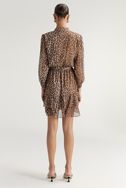 Mini leopard dress with ruffles - Gold label