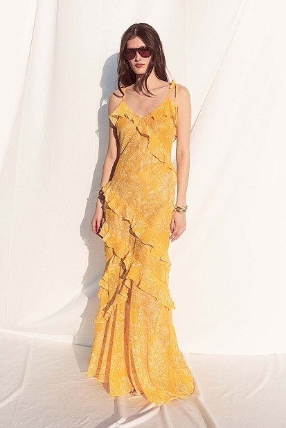 Maxi floral dress with ruffles - Gold label