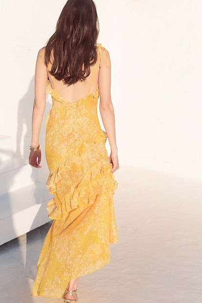 Maxi floral dress with ruffles - Gold label